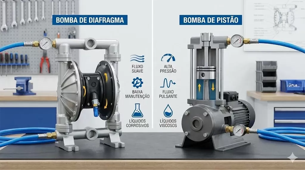 Bombas Pneumáticas: Guia Completo Diafragma vs Pistão